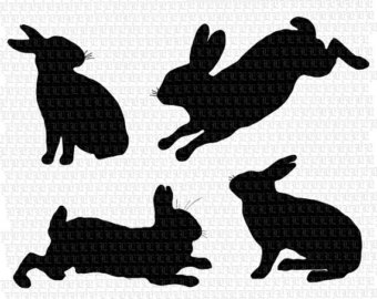 Easter Bunny Silhouettes Clipart 