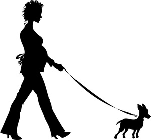 Lady Walking Dog Clipart 