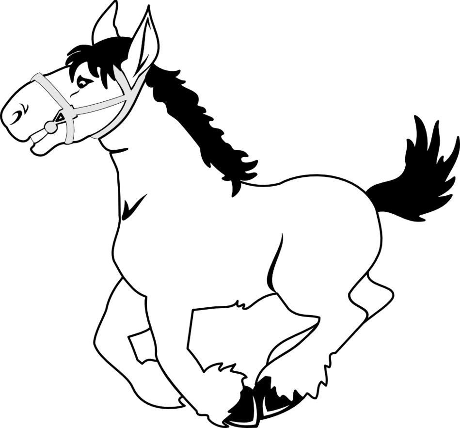 White horse head with bridle clipart 