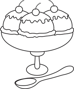 Black and white image of ice cream sundae png download - 3576*3752