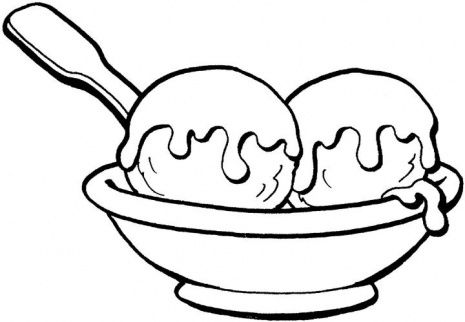 Bowl of ice cream clipart black and white 