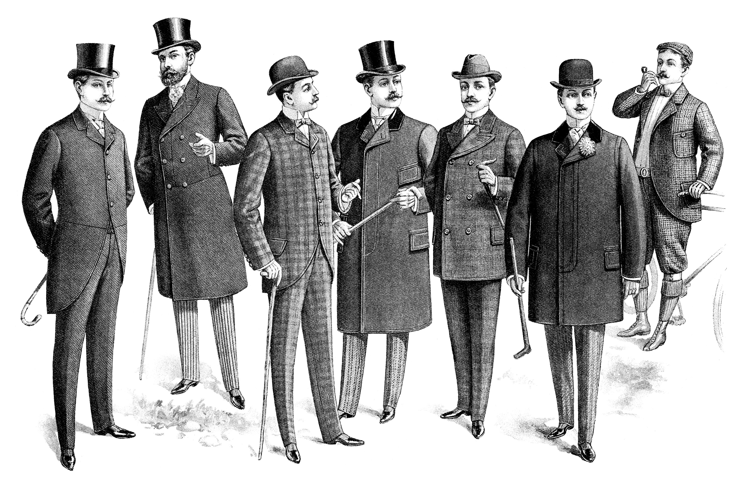 Мужская мода стиля Модерн конец 19 века начало 20 века