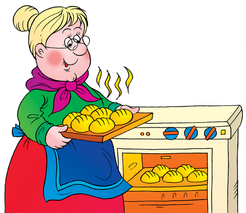Old Woman Baking Clipart 