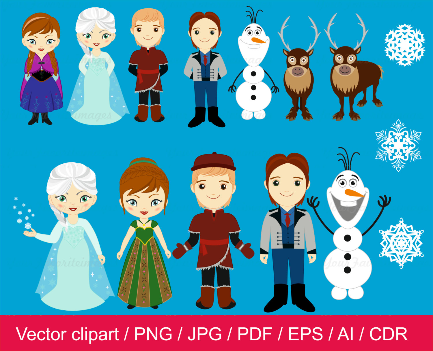 Frozen Clip Art, Princess Elsa Clipart, Princess Anna Clipart, 00177 ...