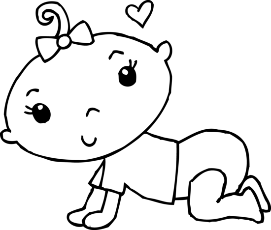 Cute Baby Clipart Black And White 
