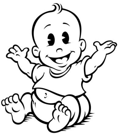Black and white clipart baby 