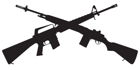 Crossed rifles silhouette clipart 