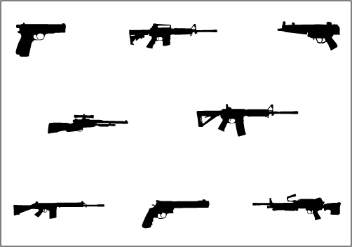 16 Silhouette Firearms Vector Image 
