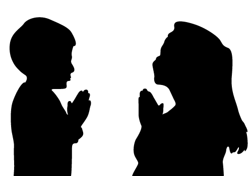 Child praying silhouette clipart 