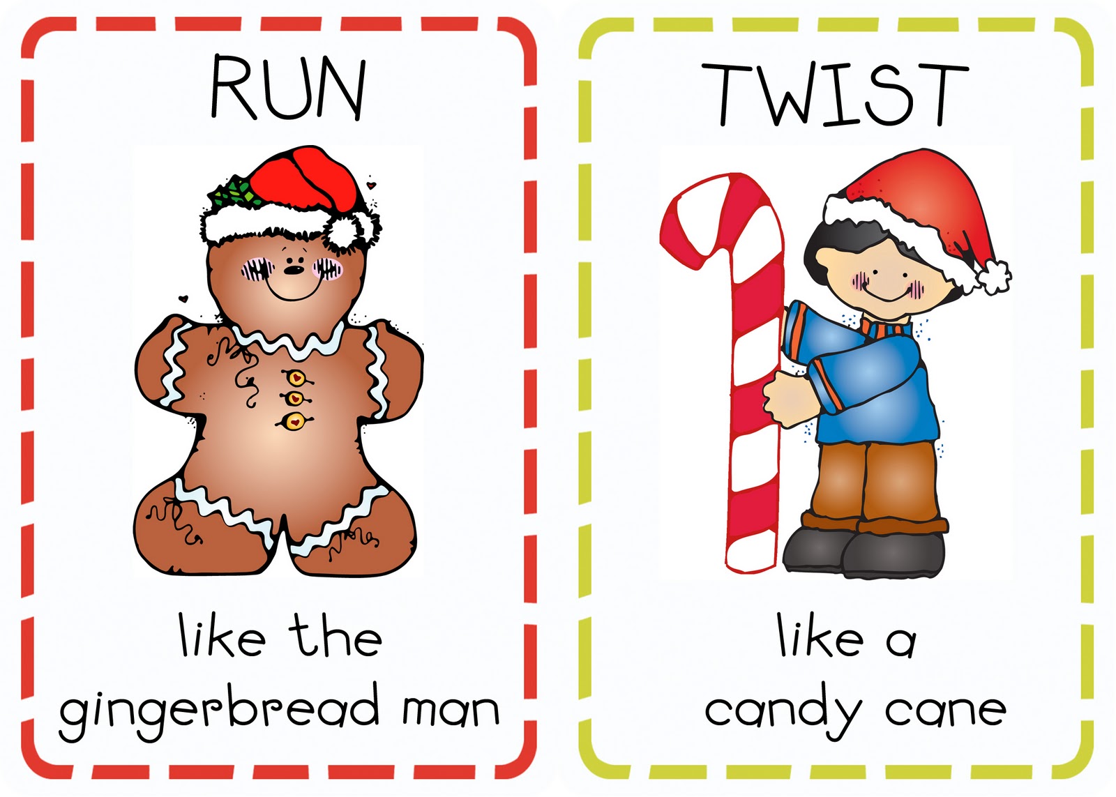 Action cards. Christmas Cards for Kids. Christmas Actions for Kids. Movement Cards for Kids.