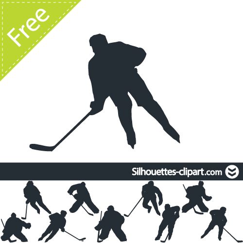 Hockey player vector silhouette 