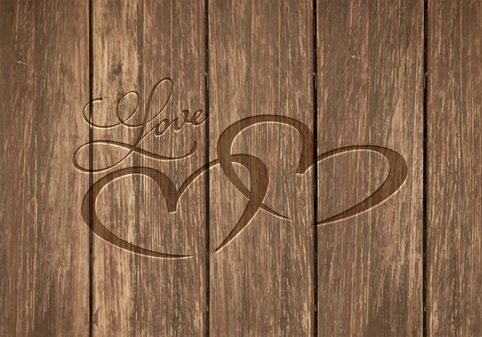 Free Heart Carved In Wood Vector Background 