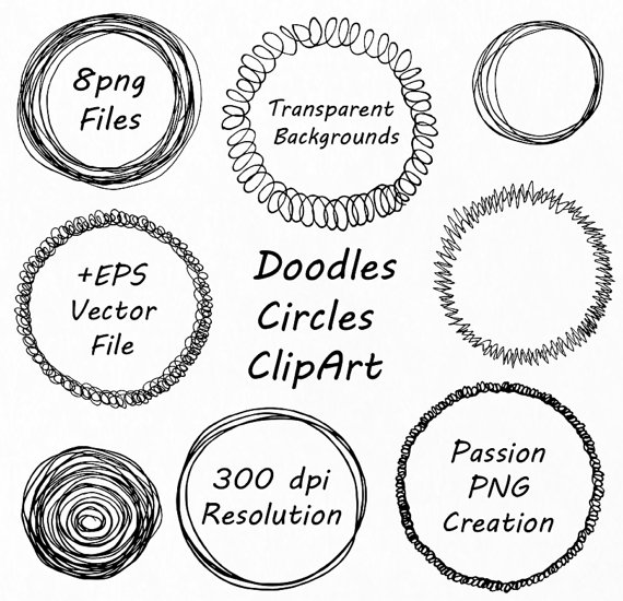 Doodle Circle Clipart Hand drawn Circle by PassionPNGcreation 