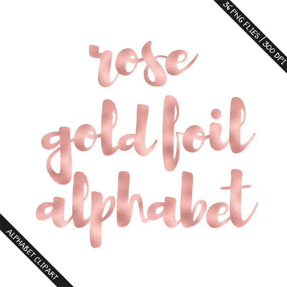 BUY 3 FOR 8 USD Rose gold foil alphabet clipart by PeDeDesigns 