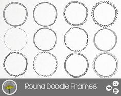 Doodle Circle Clipart, Hand drawn Circle Frames Clip art, PNG, EPS 