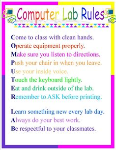 computer lab rules for school students - Clip Art Library