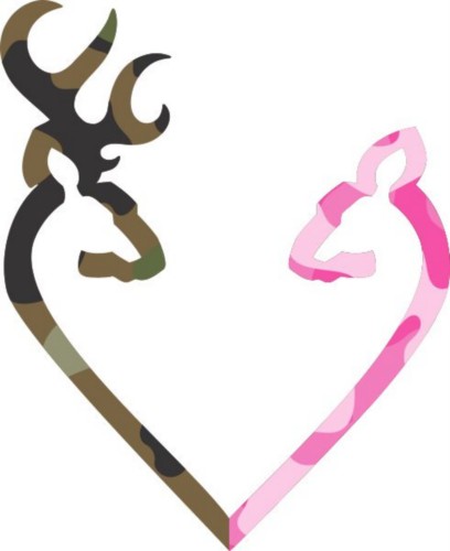 Camo Deer Heart Vinyl Decal Sticker 