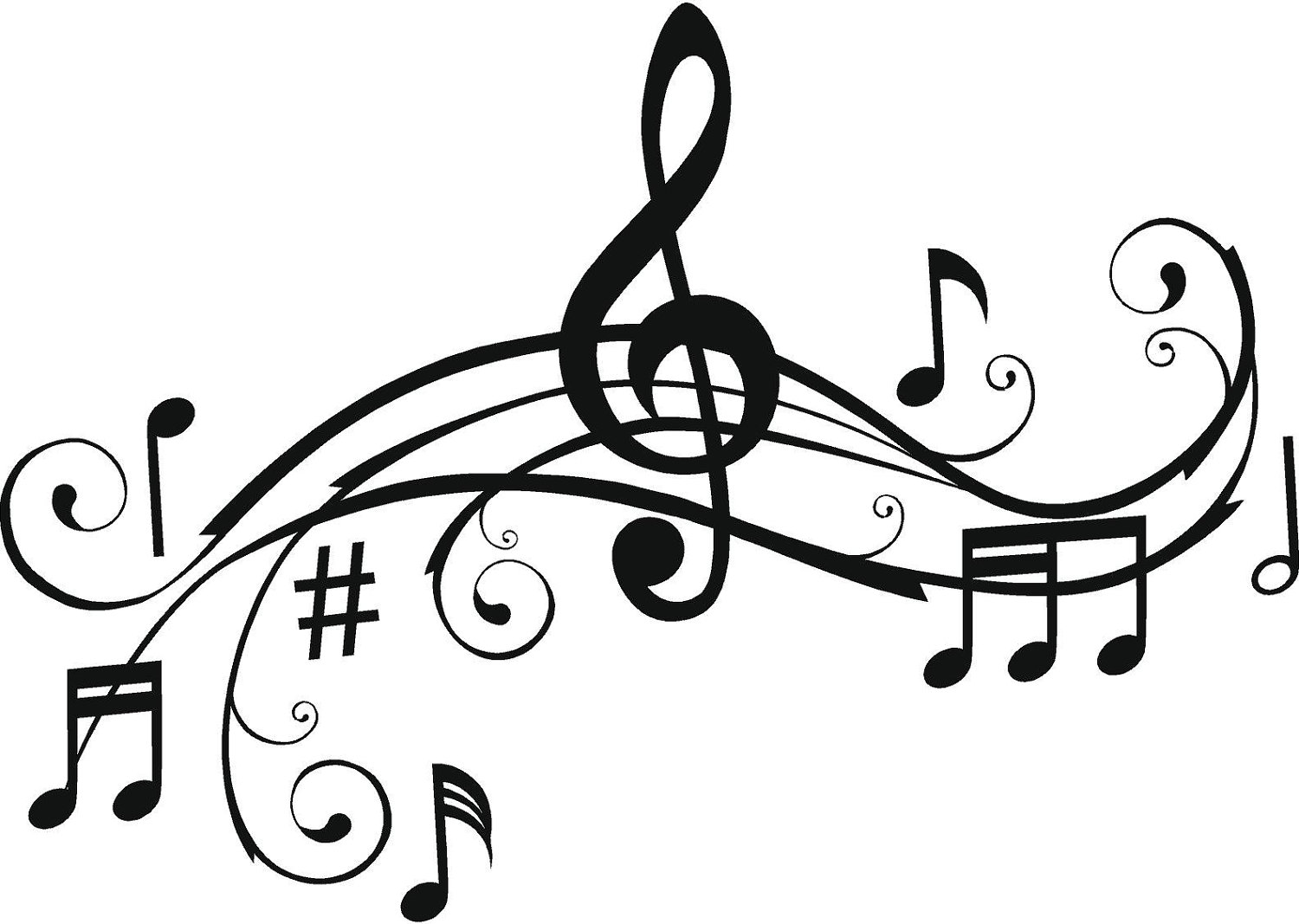 White Music Staff Clipart 