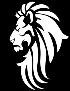 Black  White Lion Head Clip Art at Clker 