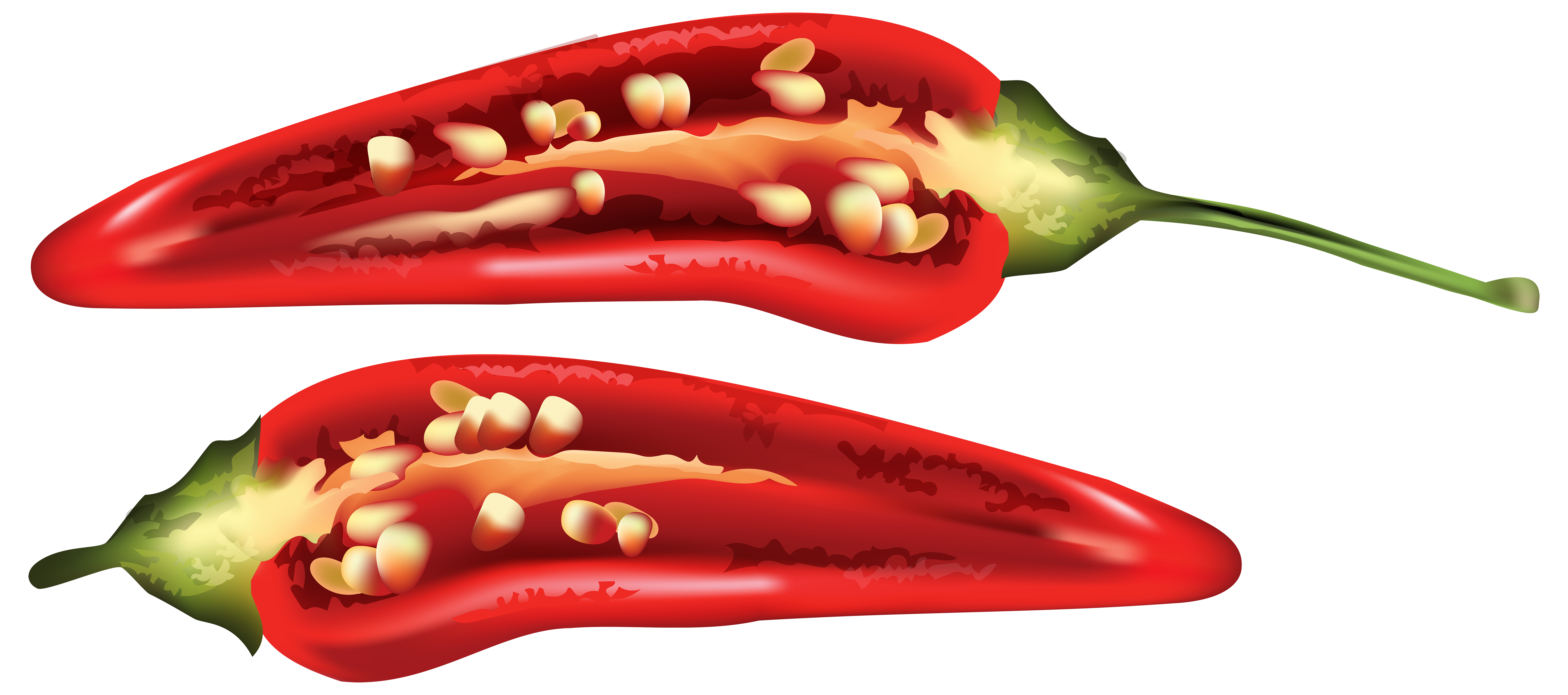 Half Red Chili Pepper PNG Clip Art Image 