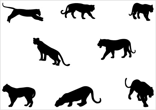 Vintage tiger silhouette clipart 