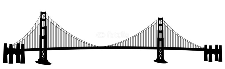 Suspension Bridge Black And White Clipart 