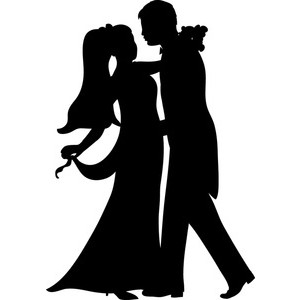 Bride and groom dancing clipart 