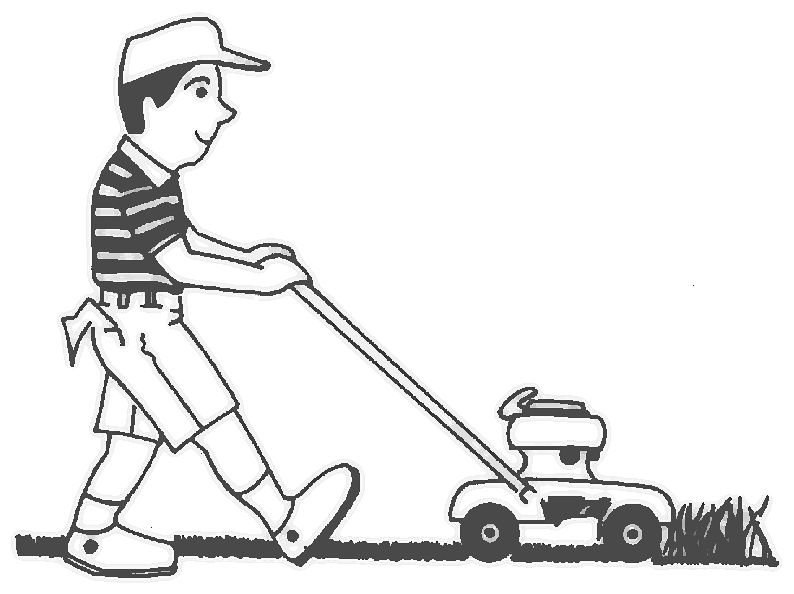 Person mowing lawn clipart 