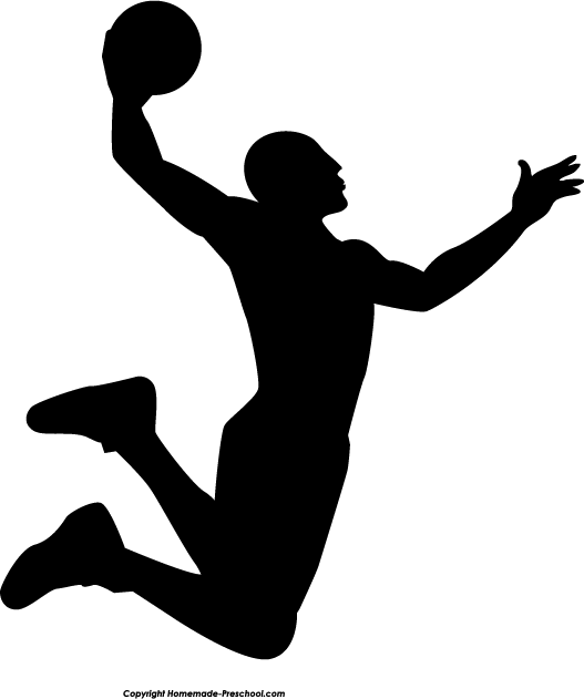Man dunking basketball clipart 