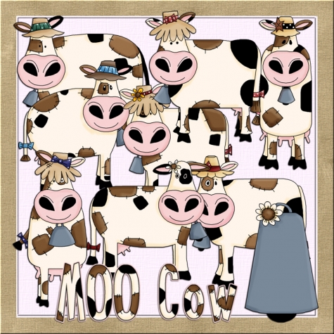 Country Cows Clip Art Graphics 