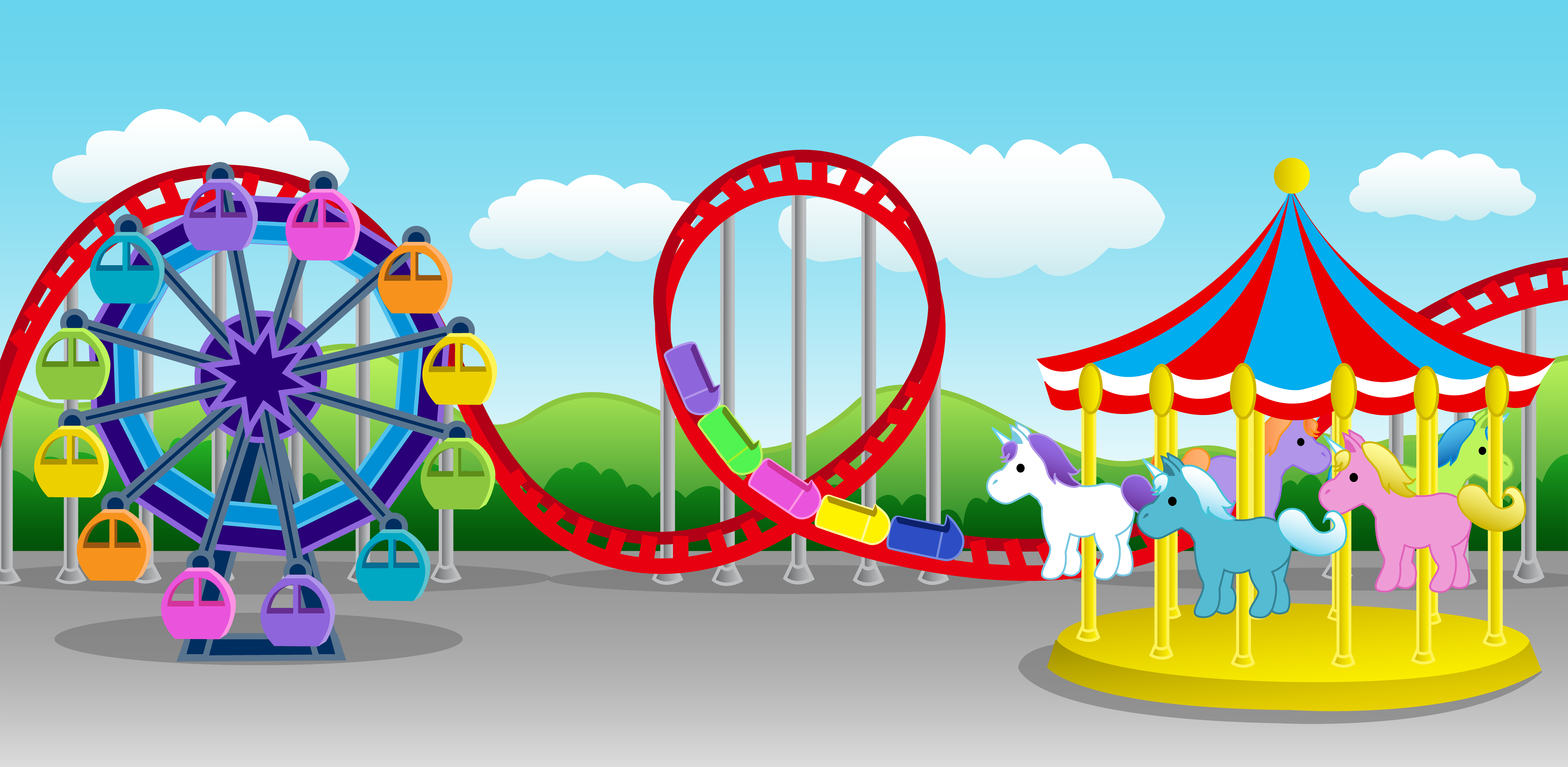 cartoon amusement park rides clip art