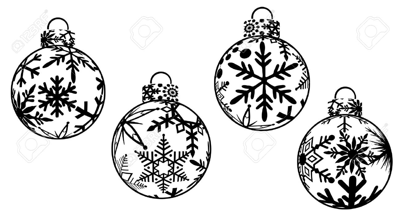Black and white christmas ornament clipart 
