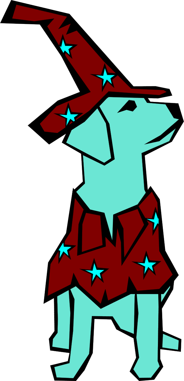 Dog Sitting Wearing Tall Hat 