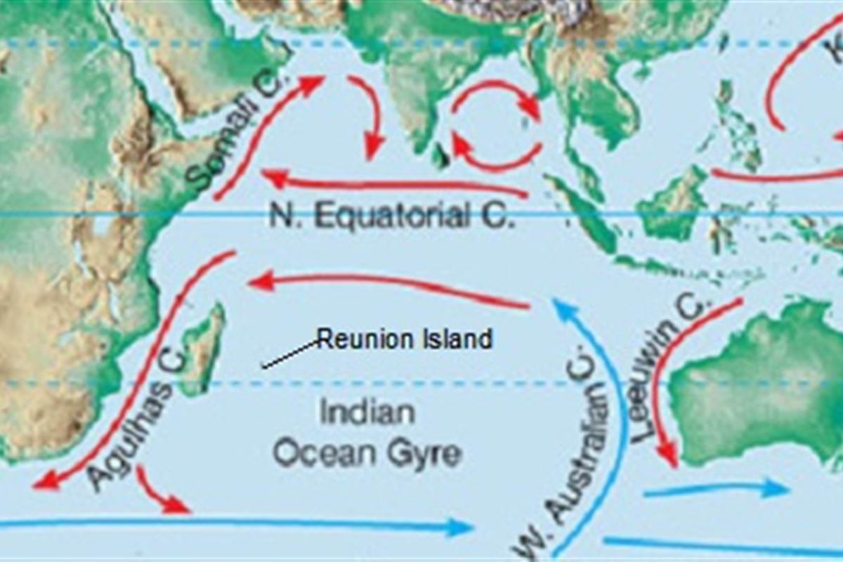 Индийский океан градусы. Indian Ocean currents. Indian Ocean Gyre. Остров Реюньон на карте в индийском океане. Northern indian Ocean.