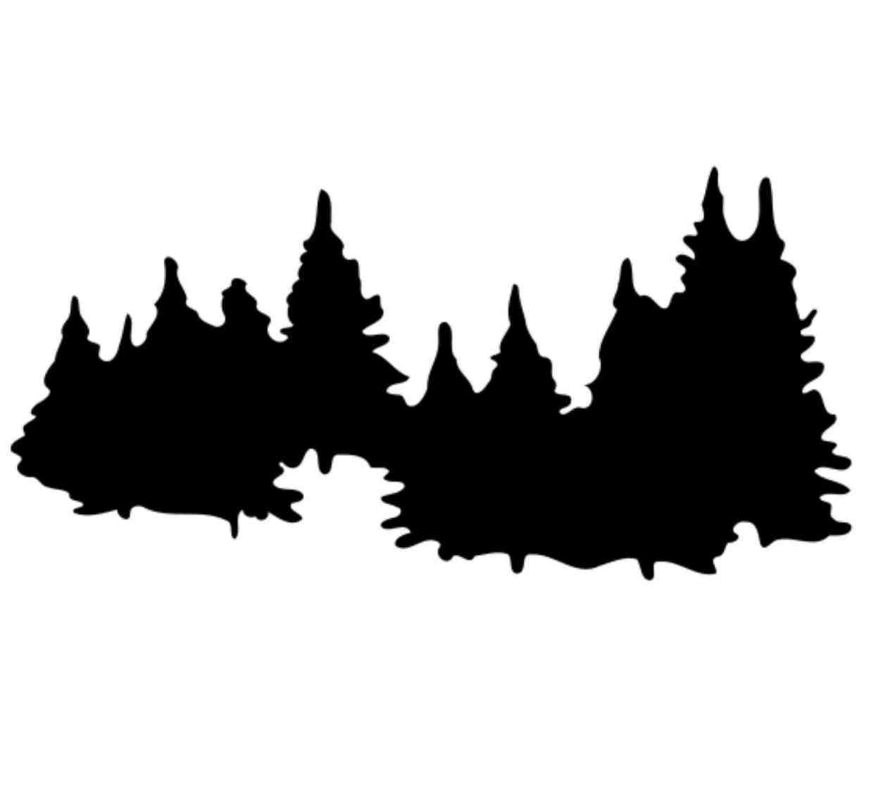 Silhouette of pine trees clipart 