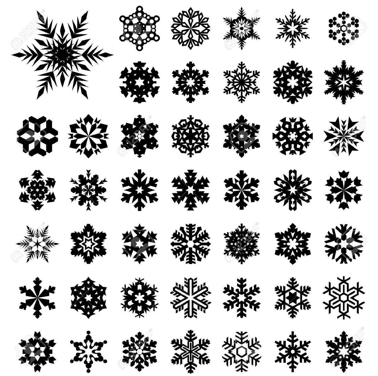 Frozen snowflakes silhouette clipart 