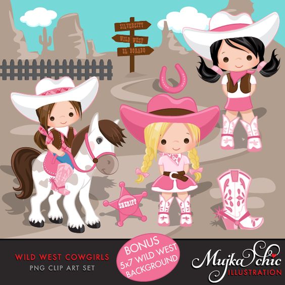 Wild West Cute Cowgirl Clipart 