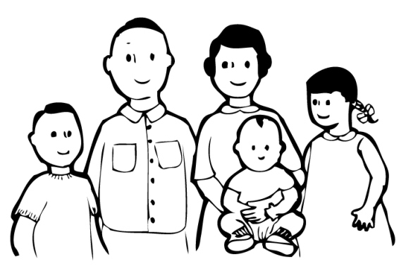 happy family cartoon black and white