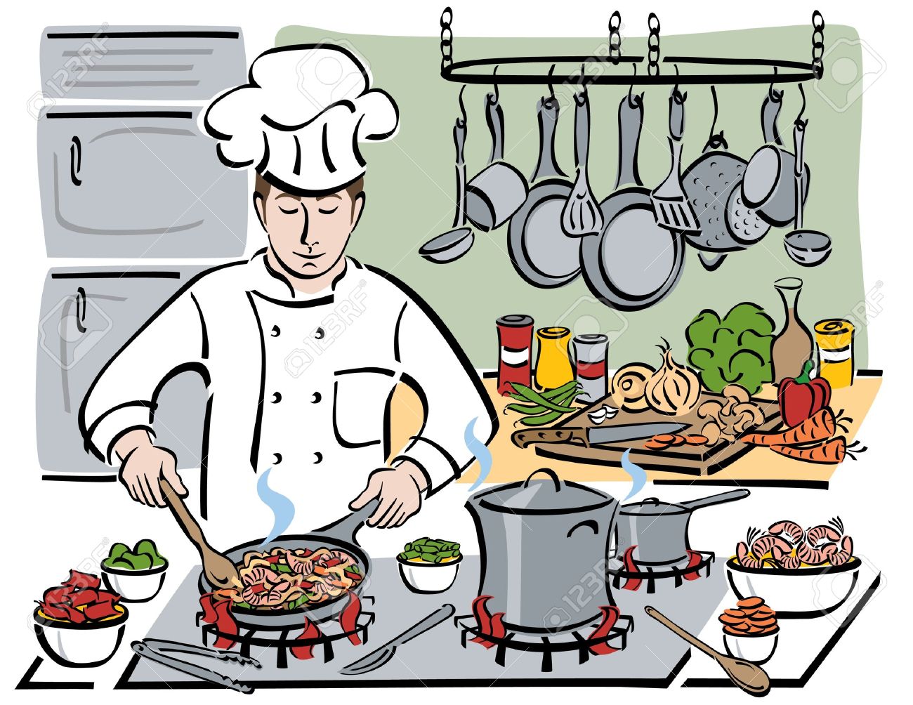Cook Meals Cartoon Clip Art Cooking Clipart Girl Cooking With Turrets ...