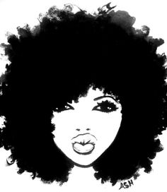 Afro Hair American Woman Vector Clipart 