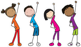 Group of kids exercising clipart 
