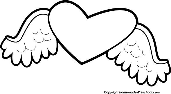 Heart with wings clipart 