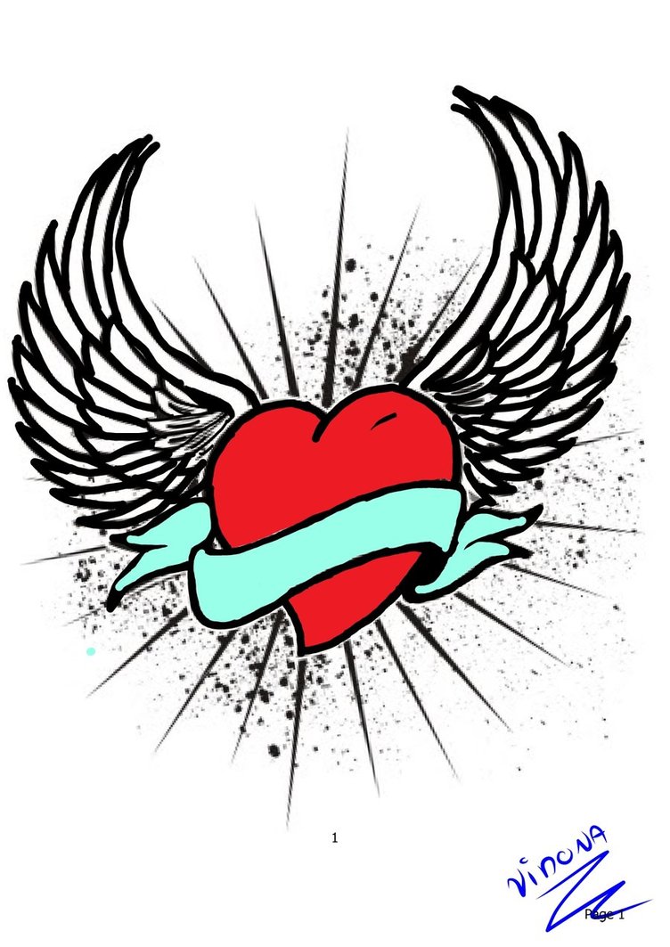 heart with wings color 