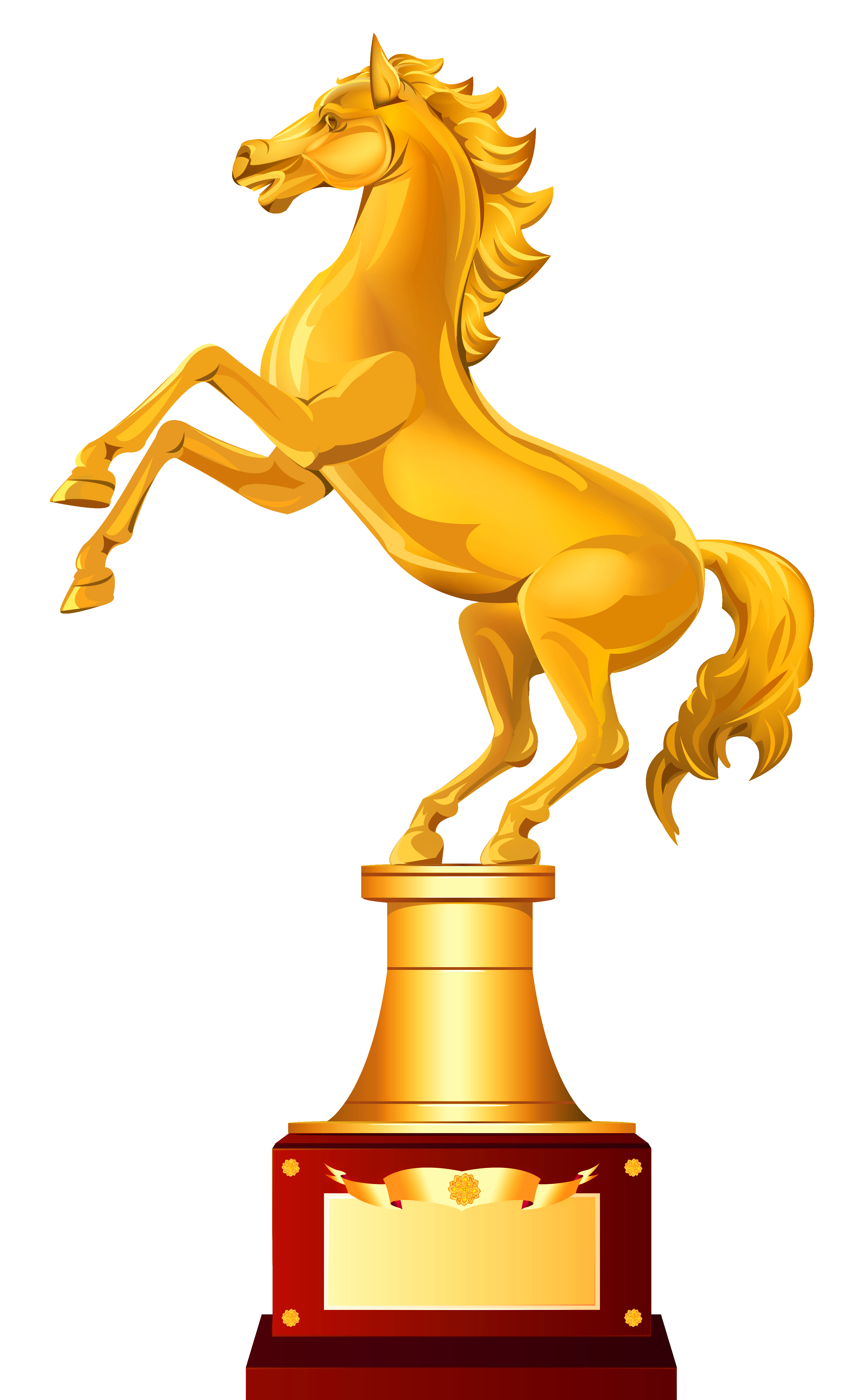 Golden Horse Trophy PNG Clipart Image 