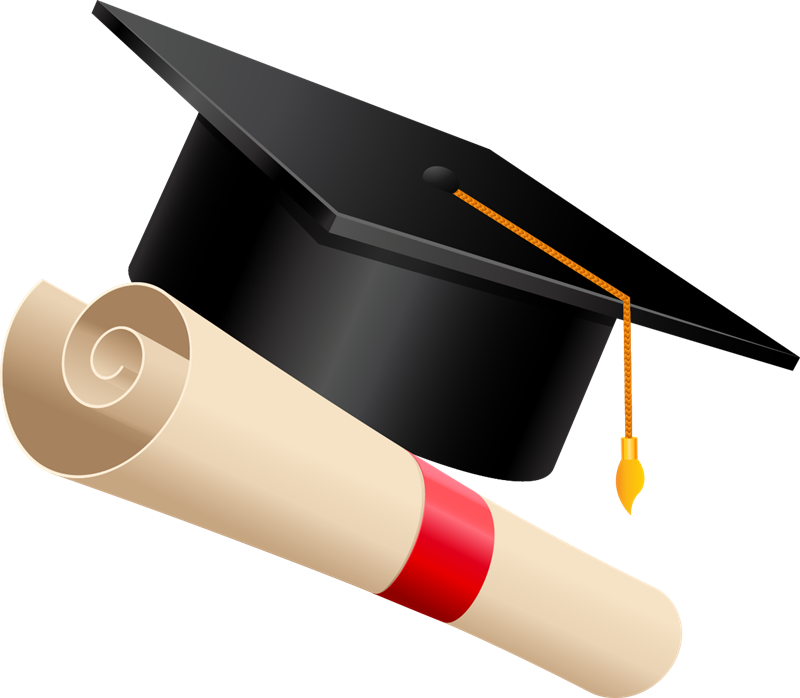 Graduation cap and scroll clip art 