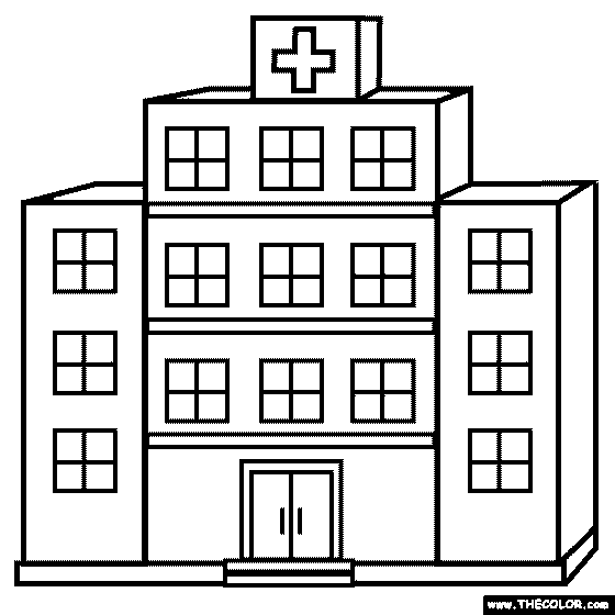 Hospital Building Clipart Black And White 