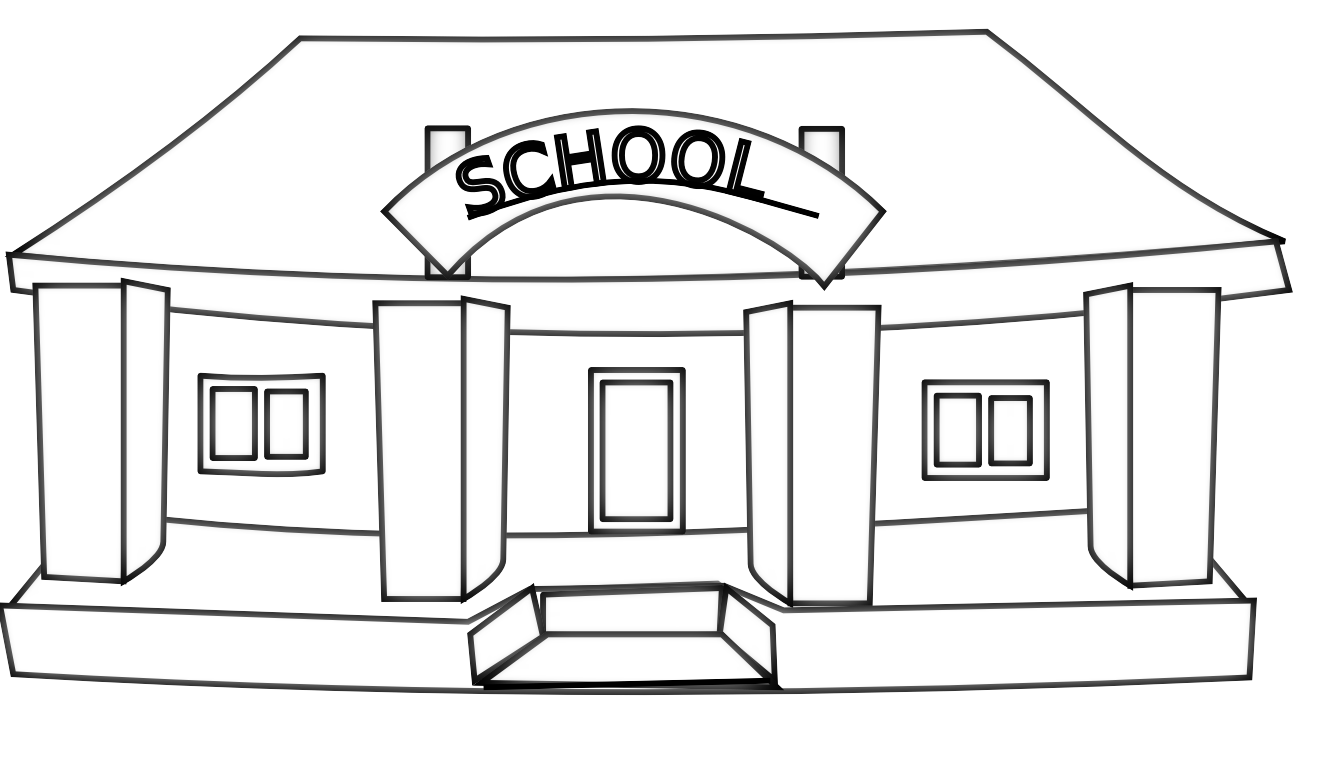 School Building Black And White Clipart 