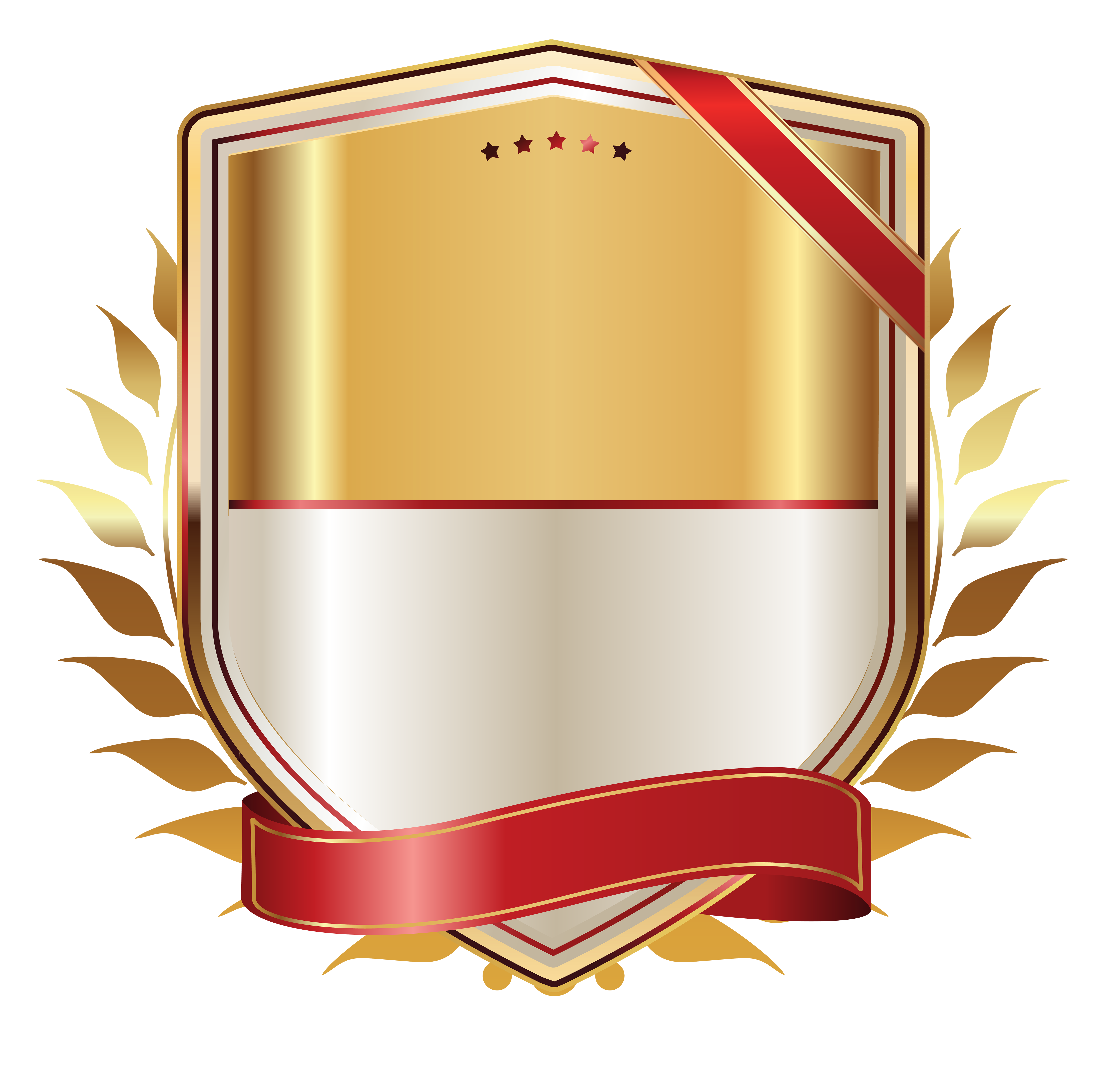 Golden Label with Gold Ribbon PNG Clipart Image 