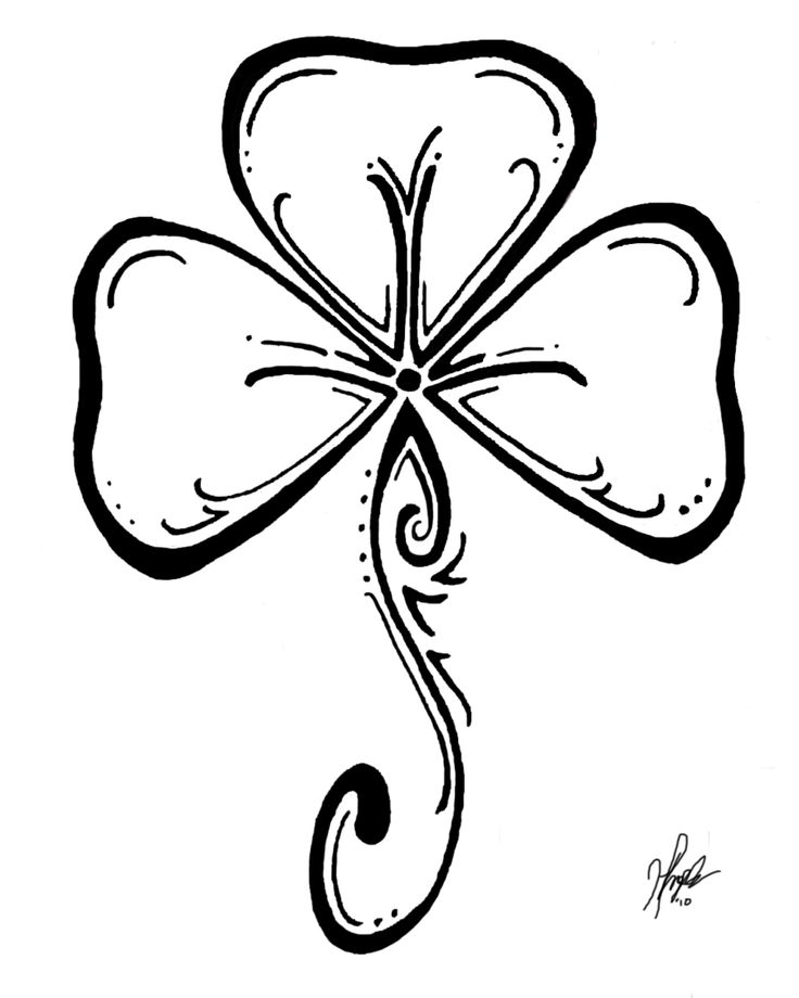 celtic four leaf clover drawing