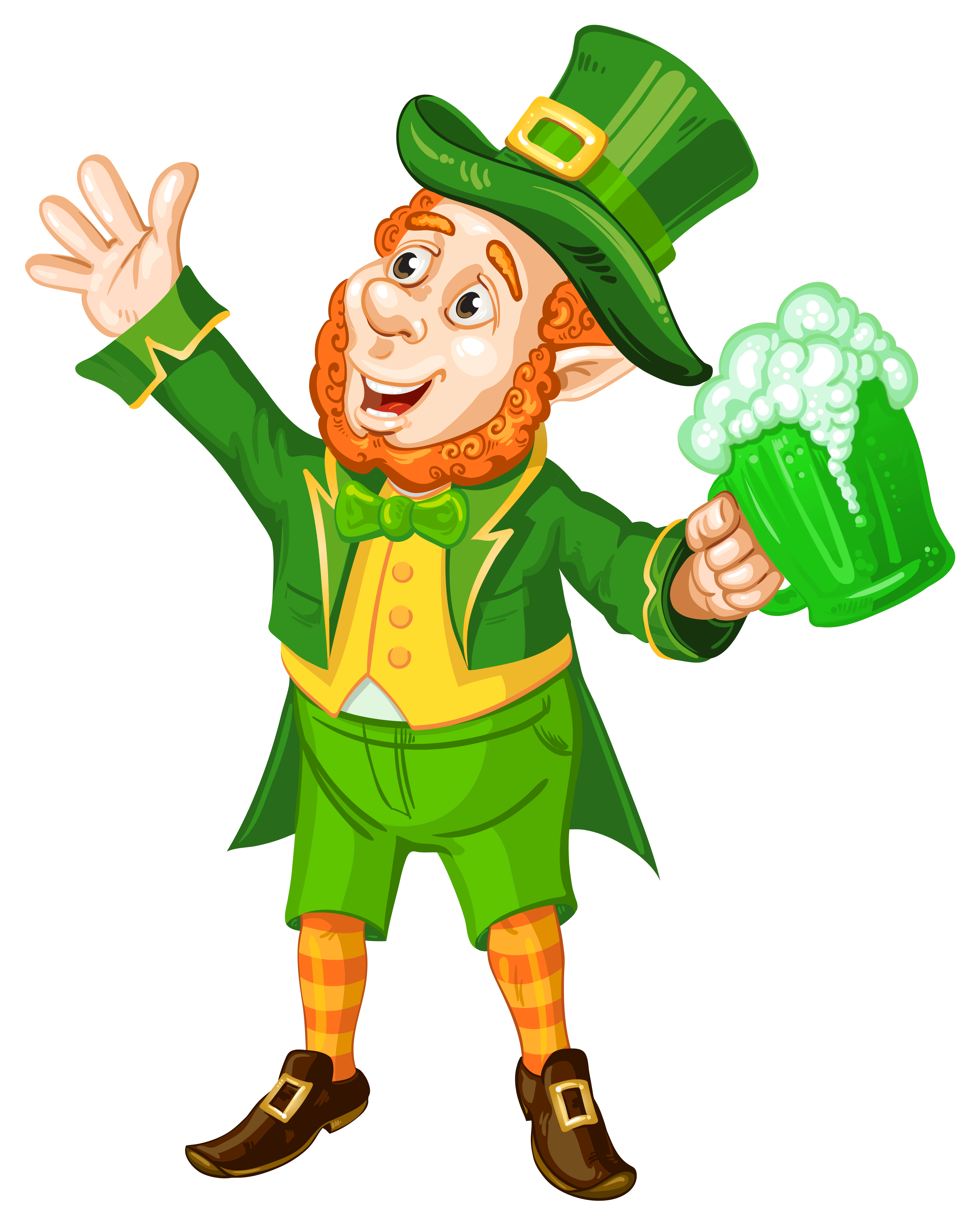St Patrick Day Leprechaun with Green Beer Transparent PNG Picture 
